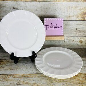Roscher SYMPHONY White Fluted Beaded Bone China 8.25" Lunch Salad Plate Set of 4